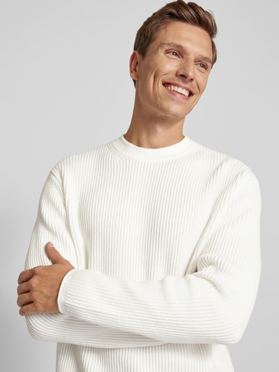 Drykorn Gebreide pullover met ronde hals, model 'LEANDO' Ecru - 3