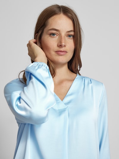 comma Blusenshirt mit V-Ausschnitt Bleu 3