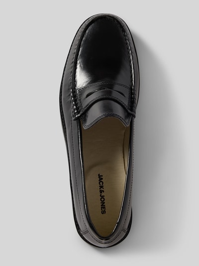 Produktfoto, Loafers aus leer model 'PENNYBAR' van Jack & Jones in zwart met afgeronde punt, comfortmodel, hakhoogte maat 44: 2 cm, schachthoogte: 7 cm, schachtbreedte: 13 cm