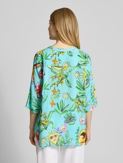 Emily Van den Bergh Bluzka z kołnierzem z lamówką i rękawami o dł. 3/4 Niebieski 5