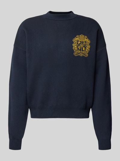 PROHIBITED Gebreide pullover met embleem en ronde hals Marineblauw - 2