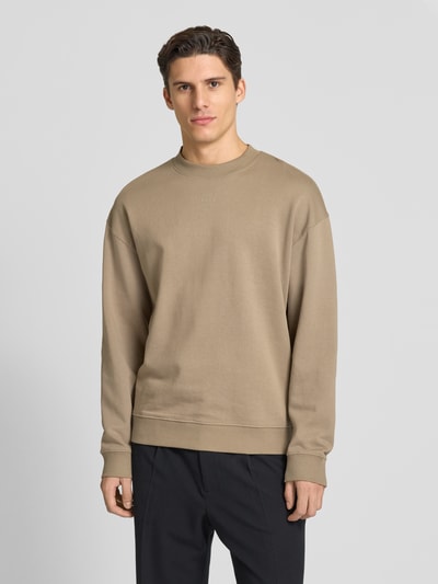 HUGO Sweatshirt mit Label-Print Modell 'Dapocrew' Taupe 4