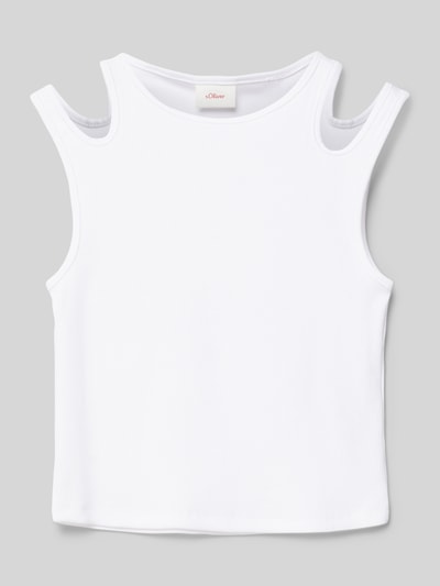 s.Oliver RED LABEL Cropped Tanktop in Ripp-Optik mit Cut Outs Weiss 1