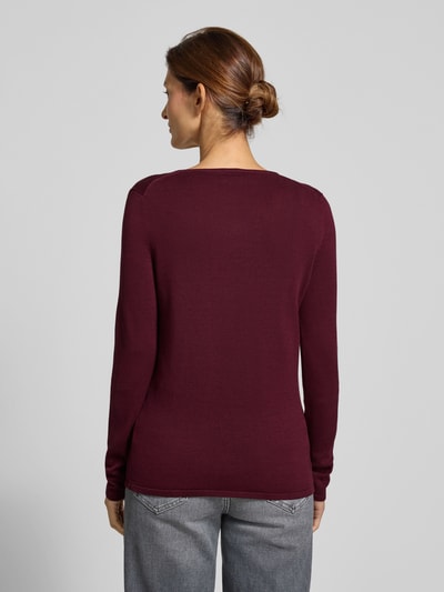 Tom Tailor Regular Fit Strickshirt aus Baumwoll-Viskose-Mix Bordeaux 5