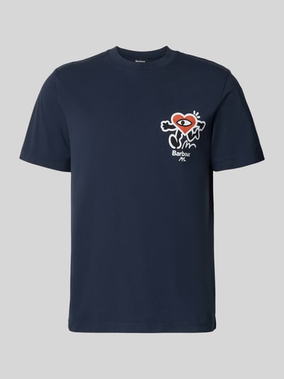 Barbour męski t-shirt o kroju regular fit z czystej bawełny Granatowy 1