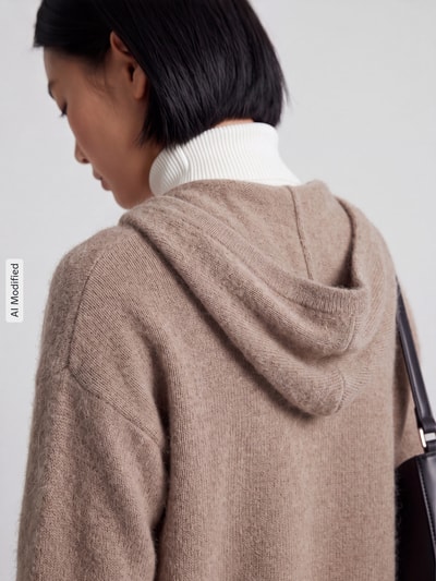 Jake*s Casual Regular fit gebreid jack van puur kasjmier Taupe gemêleerd - 3