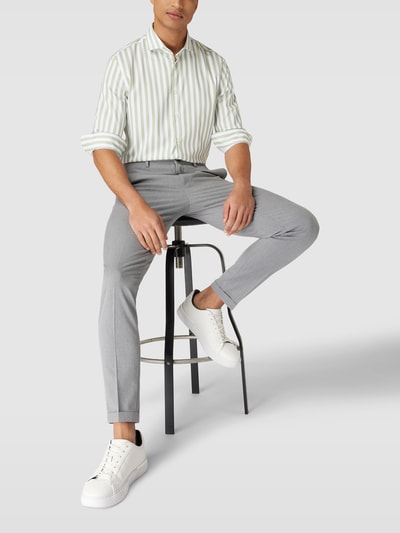 Jake*s Slim Fit Freizeithemd mit Streifenmuster Schilf 1