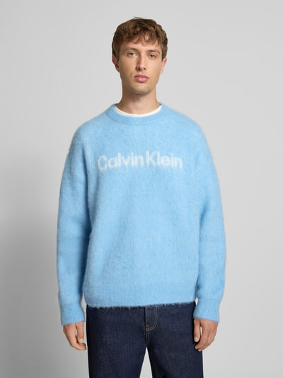 Calvin Klein Jeans Sweter z dzianiny z logo i okrągłym dekoltem Jasnoniebieski 4
