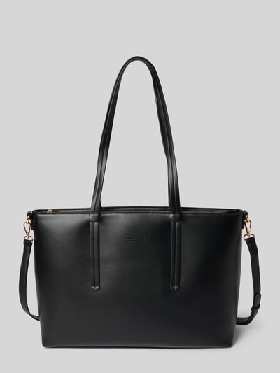 Seidenfelt Shopper in leerlook, model 'Eiby' Zwart - 2