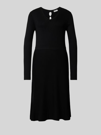 ROBE LÉGÈRE Knielanges Strickkleid mit V-Ausschnitt Black 2