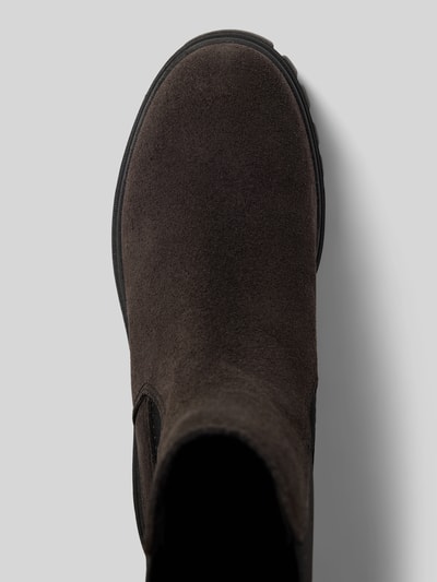 Produktfoto, dunkelbrauner Schuh mit glatter Oberfläche und abgerundeter Form, Chelseas aus echtem Rindsleder Modell 'Valva 5' von Marc O'Polo, Damen Chelseas von Marc O'Polo
