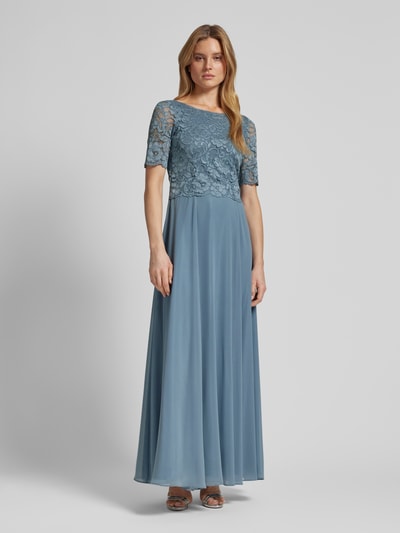 Vera Mont Abendkleid mit Spitzenbesatz Rauchblau 4