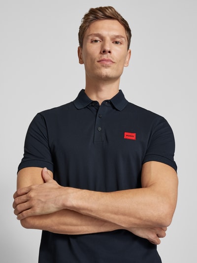 HUGO Poloshirt met labelpatch, model 'Dereso' Marineblauw - 3