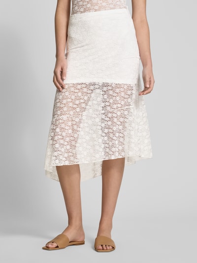 Review Spódnica midi z efektem podpalenia Biały 4