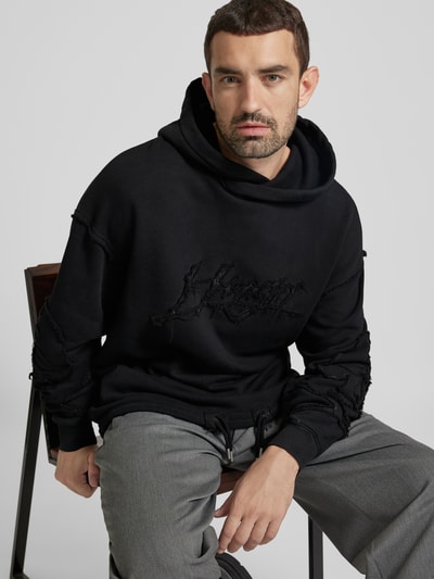 HUGO Hoodie mit Label-Schriftzug Modell 'Daskuldy' Black 3