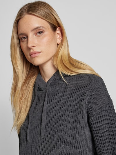 Vero Moda Geribde pullover met capuchon, model 'NEAT' Antraciet gemêleerd - 3