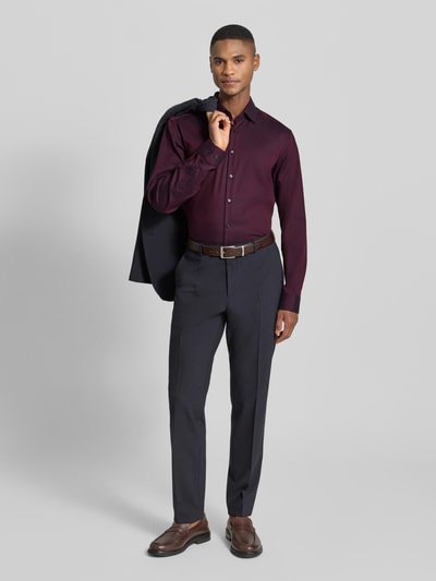 Jake*s Regular fit zakelijk overhemd van katoen met kentkraag Donkerrood - 1