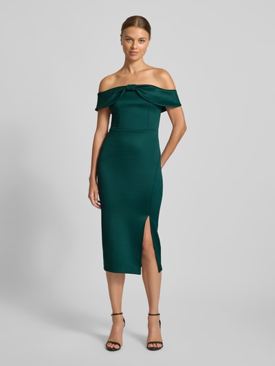 Lipsy Off-Shoulder-Kleid mit Gehschlitz Dunkelgruen 4