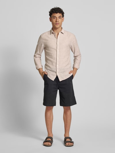 Only & Sons Slim fit linnen overhemd met kentkraag, model 'CAIDEN' Beige - 1