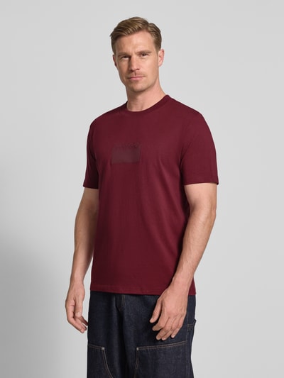 HUGO Regular fit T-shirt van katoenen jersey, model 'DELASTIO' Bordeaux - 4