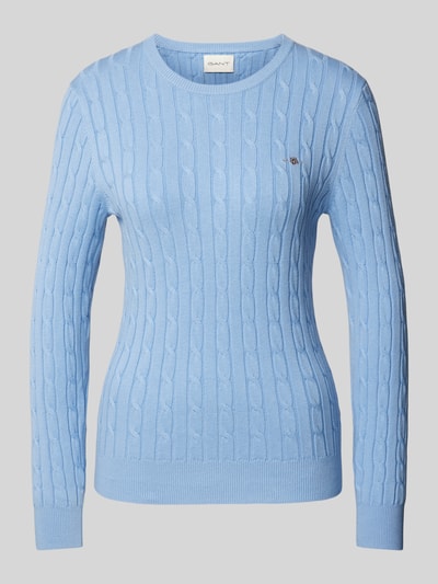 Gant Gebreide pullover met labelstitching Lichtblauw - 2