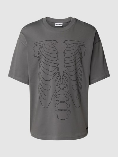 REVIEW Oversized T-Shirt mit Strasssteinbesatz Dunkelgrau 2