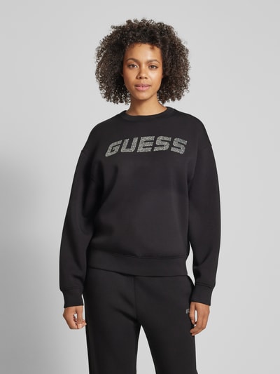 Guess Activewear Bluza z obszyciem kamieniami stras model ‘CECILIA’ Czarny 4