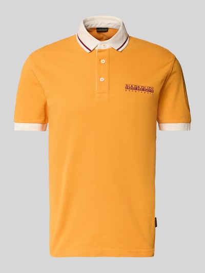 Napapijri Slim fit poloshirt met labelprint Oranje - 2