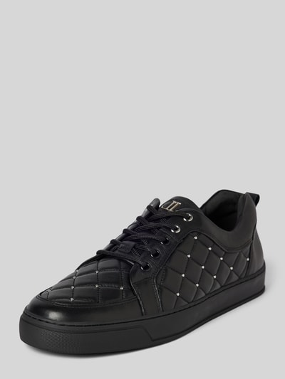 Leandro Lopes Ledersneaker mit Strukturmuster Modell 'Ezio' Black 1