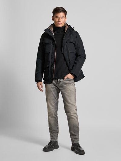 Tom Tailor Regular Fit Parka mit abnehmbarer Kapuze und Kunstfellfutter Black 1