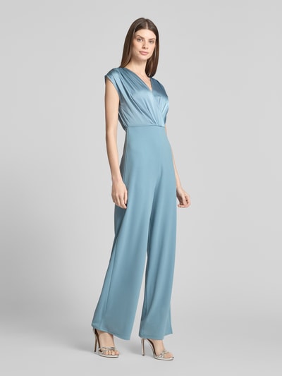 Zero Jumpsuit met V-hals en plooien Bleu - 1