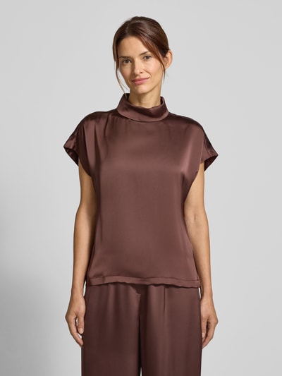 HUGO Regular fit blouse met opstaande kraag, model 'CANELI-1' Chocoladebruin - 4