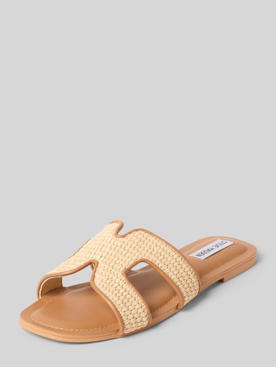 Produktfoto, Slipper aus echtem Leder Modell 'Zarnia' von Steve Madden in Beige mit abgerundeter Passform, offener Ferse, glatter Sohle, Absatzhöhe 1 cm, Damenschuh.