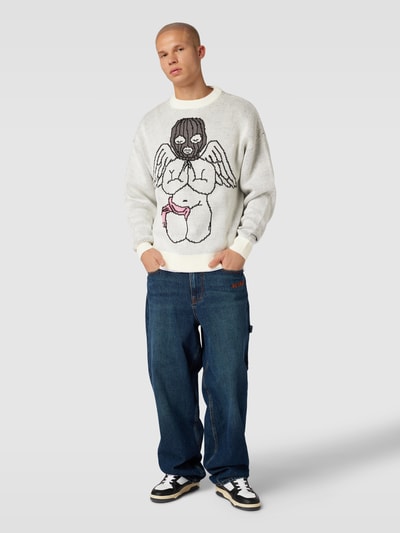 REVIEW Sweter z dzianiny z nadrukiem ANGEL Écru 1