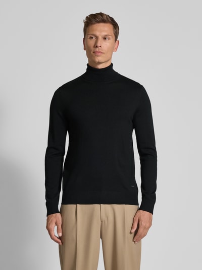 JOOP! Collection Sweter z wywijanym kołnierzem z wełny merino model ‘Donte’ Czarny 4