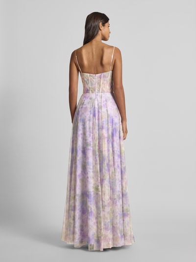 Mascara Abendkleid mit gelegten Falten Flieder Melange 5