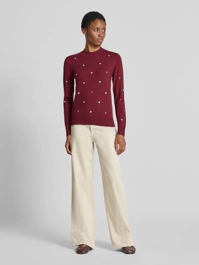 Apricot Strickpullover aus Viskose-Mix mit Stitchings Bordeaux 1