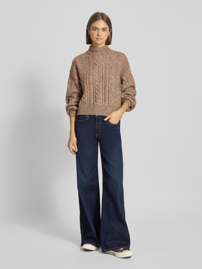 Only Regular Fit Strickpullover mit Woll-Anteil Modell 'LIDA' Sand Melange 1