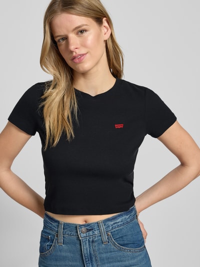 Levi's® T-shirt krótki z prążkowaniem i wyhaftowanym logo Czarny 3
