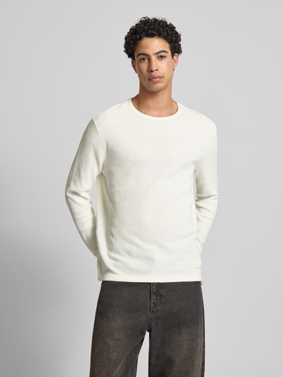 Jack & Jones Gebreide pullover met geribde ronde hals, model 'GEORGE' Wit - 4