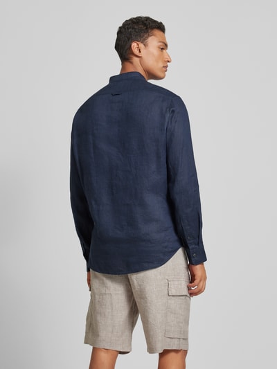 Drykorn Regular fit linnen overhemd met opstaande kraag, model 'TAROK' Marineblauw - 5