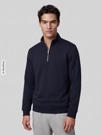 Marc O'Polo DENIM Regular Fit Troyer aus reiner Baumwolle  Marine 4