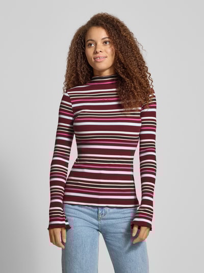 OH APRIL Shirt met lange mouwen en opstaande kraag, model 'Milou' Donkerrood - 4