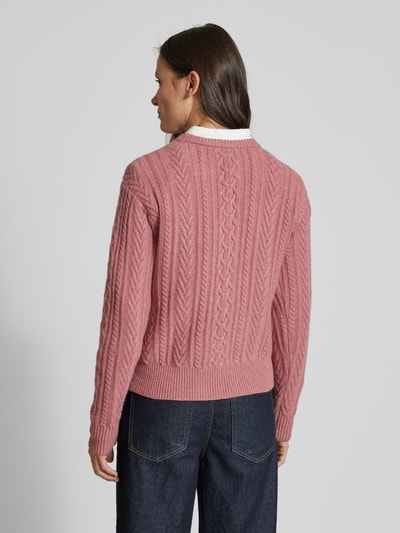 Lauren Ralph Lauren Strickpullover mit Zopfmuster Modell 'SAYLA' Rosa 5