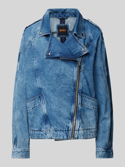 BOSS Orange Jeansjacke mit asymmetrischem Reißverschluss Jeansblau 2