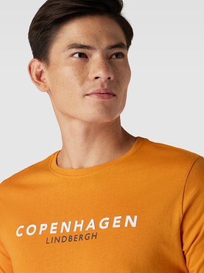 Lindbergh T-Shirt mit Label-Print Modell 'Copenhagen' Dunkelorange 3