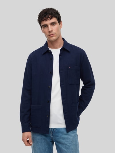 Tommy Hilfiger regular fit overshirt van katoenmix Donkerblauw - 4