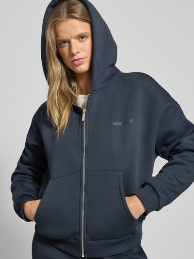 Review Oversized Sweatjacke mit Kapuze Dunkelblau 3