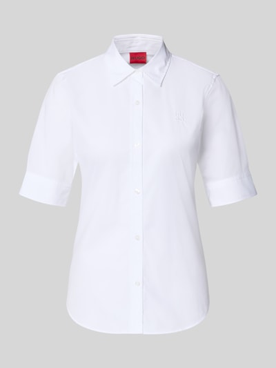 Produktfoto, Oversized Hemdbluse aus reiner Baumwolle Modell 'The Summer Shirt' von HUGO, weiß, Popeline, einfarbig, Knopfleiste, kurzarm
