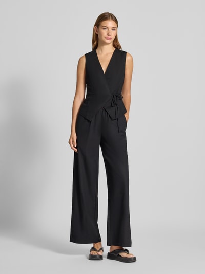 LeGer Gilet van viscose met V-hals, model 'Emelie' Zwart - 1